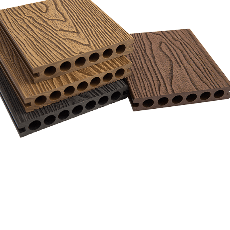 Revêtement de sol composite bois-plastique PE à trous ronds de 140*23 mm (génération 1)