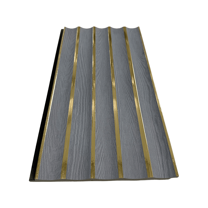 Panneau PS avec accents en grain de bois gris de 16 cm et or