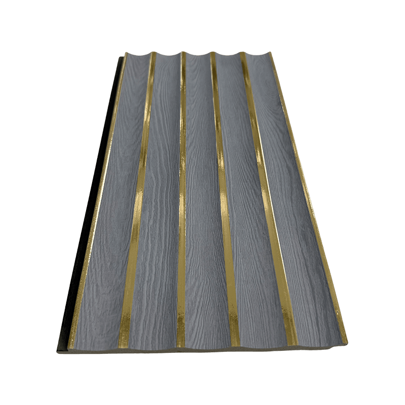 Panneau PS avec accents en grain de bois gris de 16 cm et or